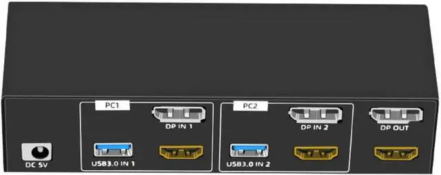 Alt view image 2 of 7 - Ennovor Displayport KVM Switcher for 2 Computers USB3.0 KVM Switcher 2 in 2 Out 4 USB3.0 Port for Mouse Monitors Accessories