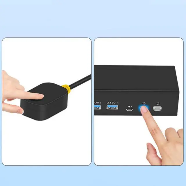 Alt view image 3 of 7 - Ennovor Displayport KVM Switcher for 2 Computers USB3.0 KVM Switcher 2 in 2 Out 4 USB3.0 Port for Mouse Monitors Accessories
