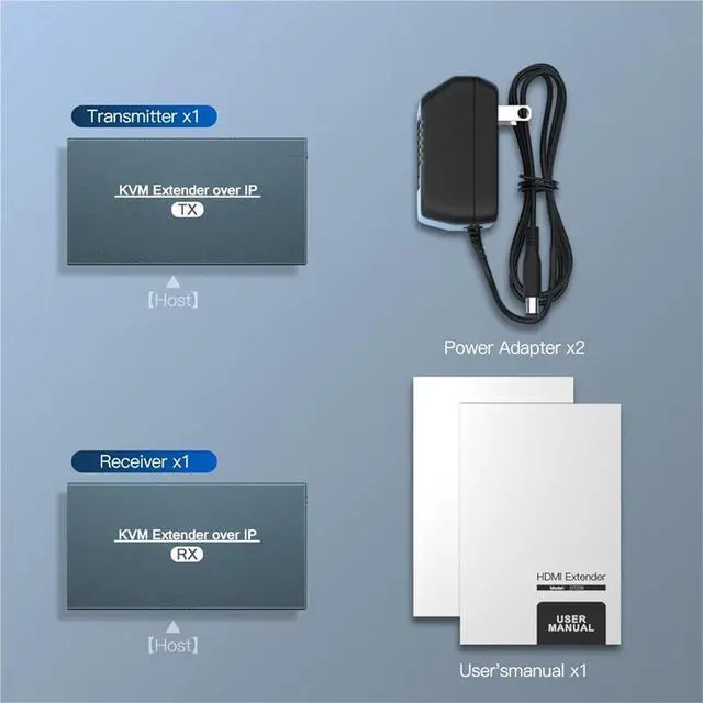 Alt view image 2 of 2 - Ennovor HDMI KVM Extender Over IP RJ45 Ethernet Network KVM Extender USB HDMI 200M Over UTP/STP KVM Extender CAT5 CAT6(One TX,UK Power Plug)
