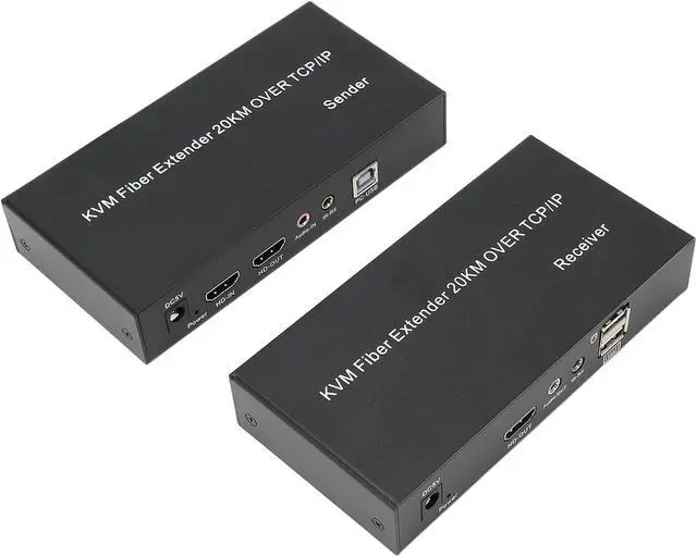Alt view image 7 of 7 - Ennovor HD KVM Extender,20KM Single Mode Fiber 1080P 60Hz 0 Latency Local Output KVM Fiber Extender for Computer 100240V(US Plug)