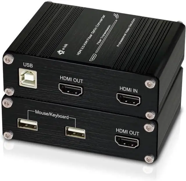 Main image of Ennovor Ultra HD 4K@60Hz HDMI KVM Fiber Extender, Uncompressed USB HDMI 2.0 Video Optical Transceiver, Up to 300m Over OM4 Multi-Mode Single Fiber LC-LC, Dual Monitor Design Supports Local Output