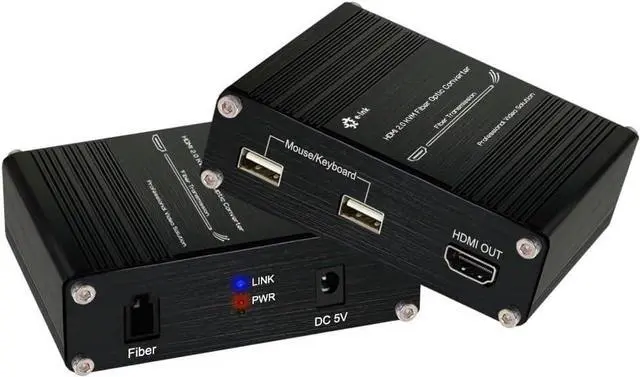 Alt view image 7 of 7 - Ennovor Ultra HD 4K@60Hz HDMI KVM Fiber Extender, Uncompressed USB HDMI 2.0 Video Optical Transceiver, Up to 300m Over OM4 Multi-Mode Single Fiber LC-LC, Dual Monitor Design Supports Local Output