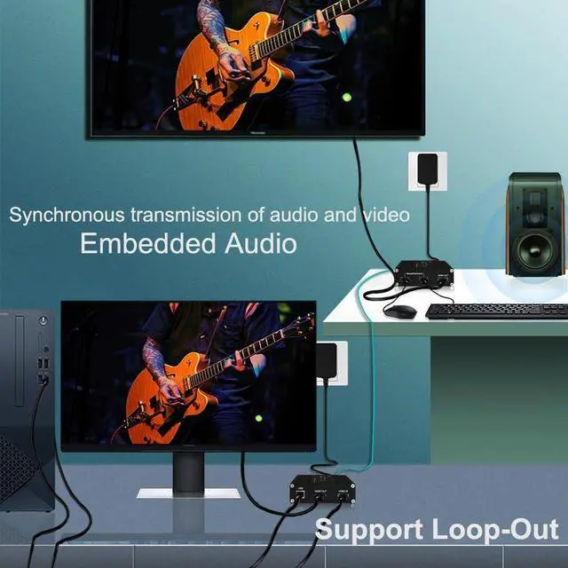 Alt view image 4 of 7 - Ennovor Ultra HD 4K@60Hz HDMI KVM Fiber Extender, Uncompressed USB HDMI 2.0 Video Optical Transceiver, Up to 300m Over OM4 Multi-Mode Single Fiber LC-LC, Dual Monitor Design Supports Local Output