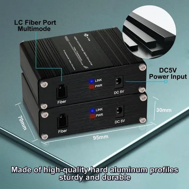 Alt view image 5 of 7 - Ennovor Ultra HD 4K@60Hz HDMI KVM Fiber Extender, Uncompressed USB HDMI 2.0 Video Optical Transceiver, Up to 300m Over OM4 Multi-Mode Single Fiber LC-LC, Dual Monitor Design Supports Local Output