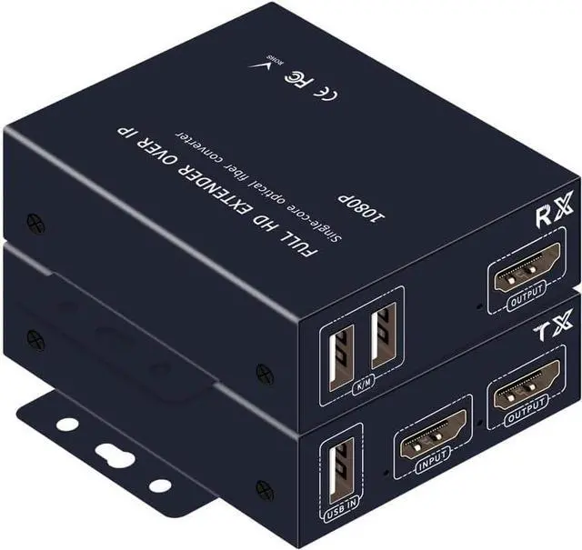 Alt view image 2 of 7 - Ennovor 1080P 60Hz HDMI Optical Extender with HDMI Loop-Out USB KVM 20KM Fiber Optic Video Converter Transceiver Optical Terminal HDCP1.4