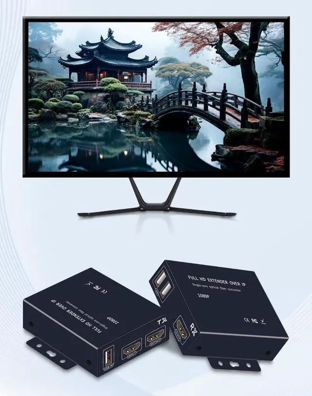 Alt view image 4 of 7 - Ennovor 1080P 60Hz HDMI Optical Extender with HDMI Loop-Out USB KVM 20KM Fiber Optic Video Converter Transceiver Optical Terminal HDCP1.4