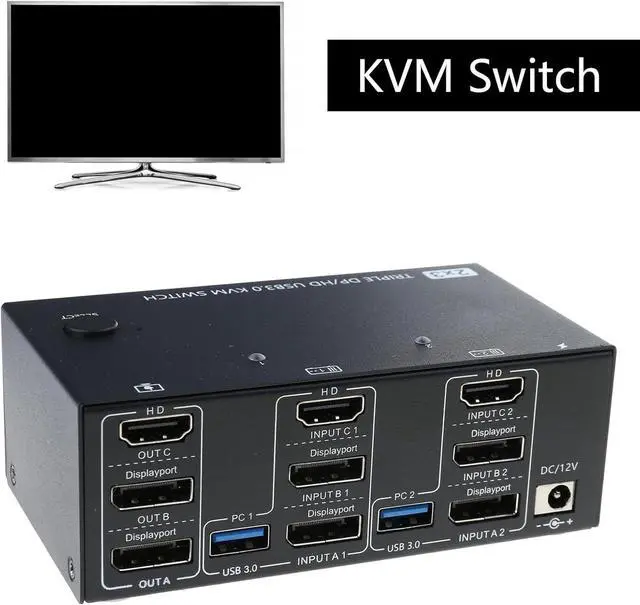 Alt view image 2 of 7 - High performance switch 2DISPLAYPORT1.4 and HDTV2.1 USB 3.0 interface removal display up to 8K