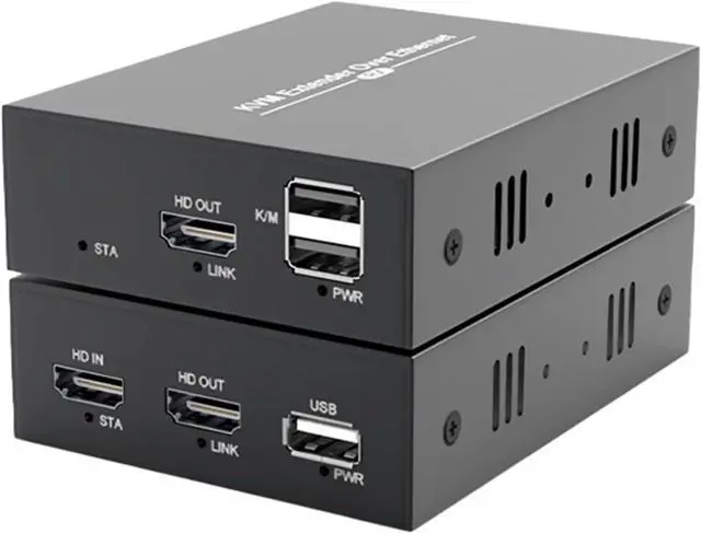 Main image of Ennovor Universal Plug and Play HDMI Transmitter and Receiver with USB A Cable and Power Adapter KVM Extender Over Ethernet