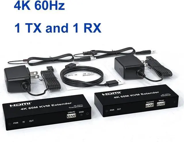 Alt view image 2 of 2 - Ennovor 4K HDMI KVM Extender Over Rj45 Cat6 Cable 60M KVM Rj45 Ethernet Extender Transmitte Receiver Kit Support USB Mouse Keyboard(with AU Plug)