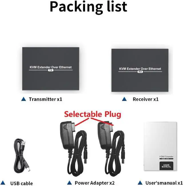 Alt view image 5 of 7 - Ennovor Universal Plug and Play HDMI Transmitter and Receiver with USB A Cable and Power Adapter KVM Extender Over Ethernet