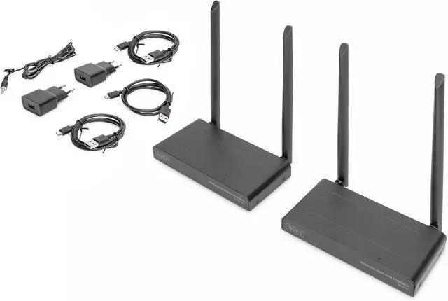Alt view image 5 of 7 - Ennovor DIGITUS DS-55321 Wireless HDMI KVM Extender - Full HD 1080p 60Hz - 200m range - Set: Transmitter & Receiver - Loop-Out, IR Infrared