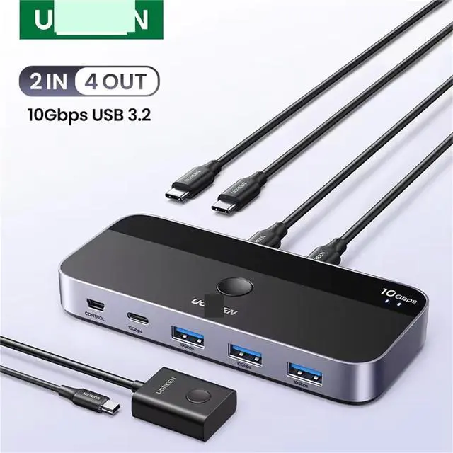 Alt view image 2 of 3 - Ennovor UGREE*N 10Gbps USB C Switch 2 PCs Sharing 4 Devices USB C 3.2 Switcher for PC Keyboard, Mouse, Printer and Scanner USB Switch