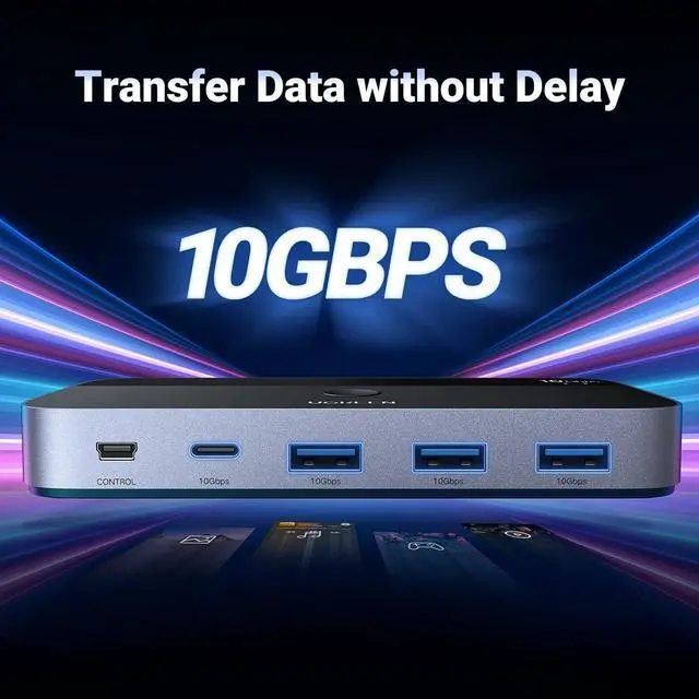 Alt view image 3 of 3 - Ennovor UGREE*N 10Gbps USB C Switch 2 PCs Sharing 4 Devices USB C 3.2 Switcher for PC Keyboard, Mouse, Printer and Scanner USB Switch