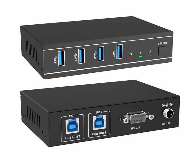 Main image of Ennovor USB 3.2 Switch 2x4 5Gbps Button/RS-232 Commands Switching USB 2.0 USB 1.1 Compatible with Windows Linux Mac Multi-Platform