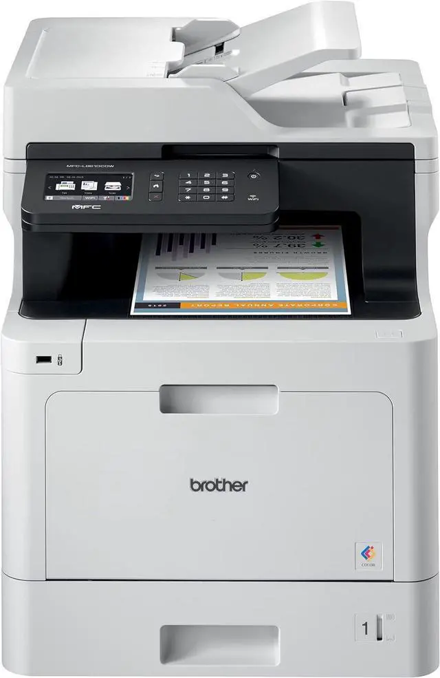 Main image of Brother Color MFC-L8610CDW All-in-One Wireless Laser Printer, White - Print Copy Scan Fax - 3.7" Touchscreen, 33 ppm, 600 x 2400 dpi, Auto 2-Sided Printing, 50-Sheet ADF, Ethernet, Tillsiy