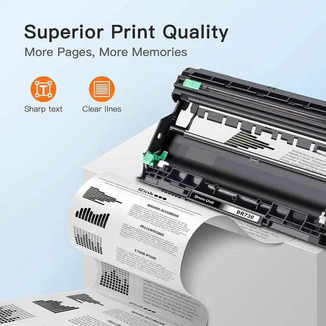 Alt view image 3 of 5 - E-Z Ink Pro Comaptible DR730 Drum Unit Replacement for Brother DR 730 (Not Toner) to Use with HL-L2350DW HL-L2370DW HL-L2395DW HL-L2390DW MFC-L2750DW MFC-L2710DW DCP-L2550DW (Black, 2 Pack)