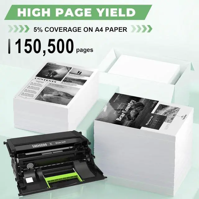 Alt view image 3 of 5 - 58D0Z00 Drum Unit Black Compatible for Lexmark 58D0Z00 Imaging Unit for MS725dvn MS821dn MS821n MS823dn MS825dn MS826de MX721ade MX722ade MX822ade MX826ade MX826adxe B2865dw Printer