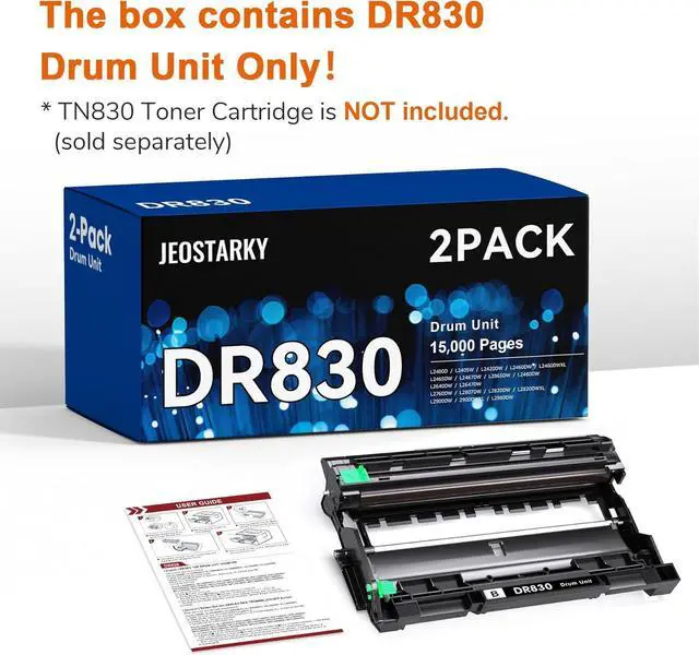 Alt view image 6 of 7 - Compatible DR830 Drum Unit (NOT Toner) Replacement for Brother DR830 DR-830 Drum use with HL-L2460DW HL-L2405W HL-L2400D HL-L2480DW MFC-L2820DW MFC-L2820DW XL DCP-L2640DW Printer (2 Pack)
