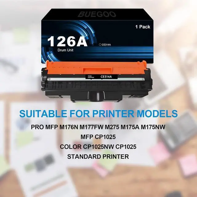 Alt view image 2 of 6 - BUEGOO CE314A 126A Black Imaging Drum Unit Compatible for Pro MFP M176n M177fw M275 M175a M175nw MFP CP1025 CP1025nw CP1025 Printer | 1 Pack