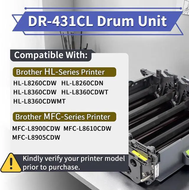 Alt view image 2 of 7 - Ennovor Drum Unit Replacement for DR431CL, DR-431CL Compatible with Brother Printer HL-L8260CDW HL-L8360CDWMT HL-L8360CDWT HL-L8360CDW MFC-L8900CDW MFC-L8610CDW MFC-L8905CDW (30000 Page Yield)