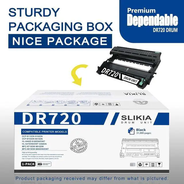 Alt view image 5 of 7 - Ennovor 1 Pack DR720 DR-720 Black Drum Unit, Replacement for Brother DR720 High Yield Drum HL-5440D 5450DN 5470DW/DWT 6180DW/DWT DCP-8110DN 8150DN 8155DN 8510DN MFC-8710DW 8810DW 8910DW Printer