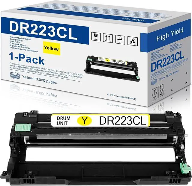 Main image of 1-Pack Yellow DR223CL Drum Unit Replacement for Brother DR-223CL Drum Unit Works with MFC-L3770CDW MFC-L3710CW MFC-L3750CDW MFC-L3730CDW HL-3210CW HL-3230CDW HL-3270CDW HL-3230CDN Printer