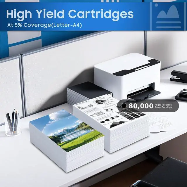 Alt view image 3 of 6 - MC573 C532 Drum Unit 1-Pack Black 46484104 46484103 46484102 46484101 Imaging Drum Replacement for OKI C532 C532dn MC573 MC573dn Printer High Yield -20,500 Pages