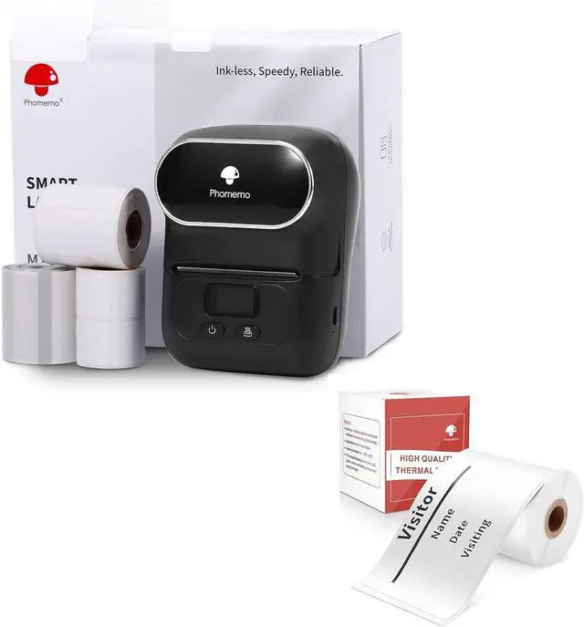 Main image of Phomemo Label Maker Set- with 1 50x80mm Label, M110S Bluetooth Thermal Printer for Business, Office, School, Home-use, Clothing Labels, Black