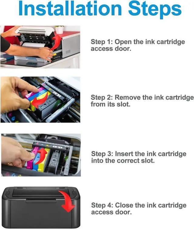 Alt view image 6 of 7 - 902XL Ink Cartridges Combo Pack Compatible for HP 902 XL Fit for OfficeJet 6978 6968 6958 6970 6960 6975 6962 6950 6954 6951 6956 6961 6963 6964 Printers HP902 HP902XL Black Cyan Magenta Yellow