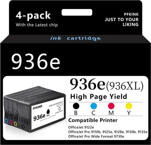 Main image of Ennovor 936XL 936e Ink Cartridges Combo Pack Compatible for HP 936 Ink Cartridges Work with OfficeJet 9122e; OfficeJet Pro 9110b, 9125e, 9128e, 9130b, 9135e; OfficeJet Pro Wide Format 9730e (4 Pack)