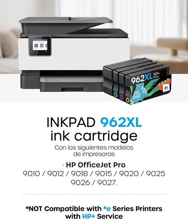 Alt view image 2 of 7 - 962XL Ink Cartridges Combo Pack Compatible for HP Ink 962XL 962 Black and Color Combo Pack Replacement for HP Officejet Pro 9010 9015 9016 9018 9020 9025 Printers, No e Series Printer (4 Pack)