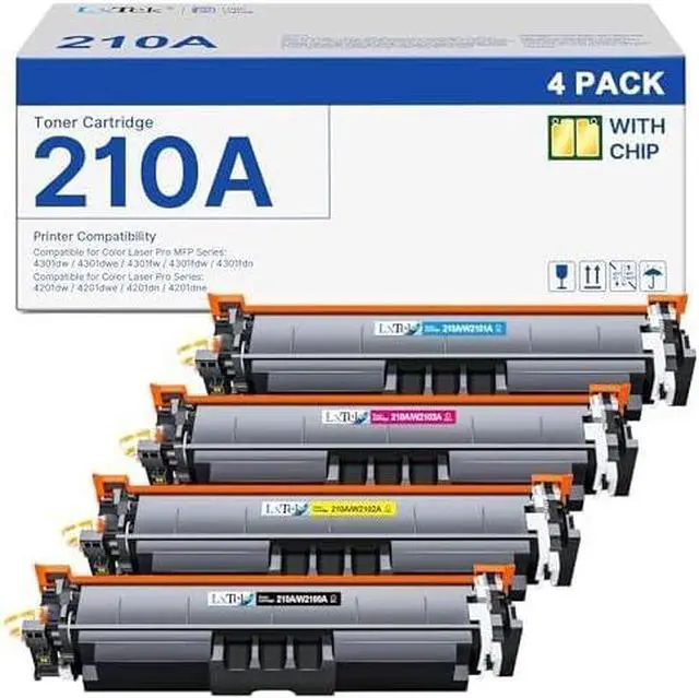 Main image of Ennovor LxTek 210A 210X Toner Cartridges 4 Pack (with Chip) Replacement for HP 210A 210X W2100A W2100X Compatible with HP Color Laserjet Pro MFP 4301fdw 4301fdn Pro 4201dw 4201dn Series Printer (BCYM)
