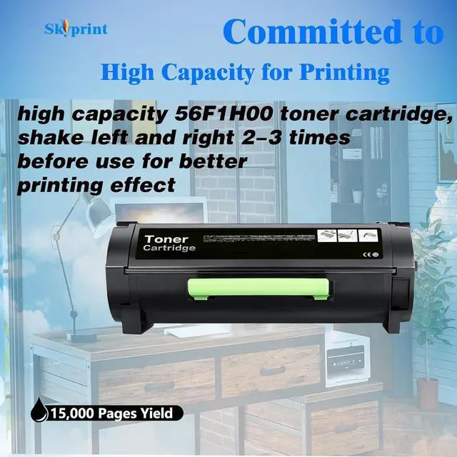 Alt view image 3 of 6 - Ennovor High Yield 56F1H00 Black Toner Cartridge 15,000 Pages Compatible for MS321 MX321 MS421 MX421 MS521 MX521 MX522 MS621 MS622 MX622 MS321dn MS421dn MS421dw Printers