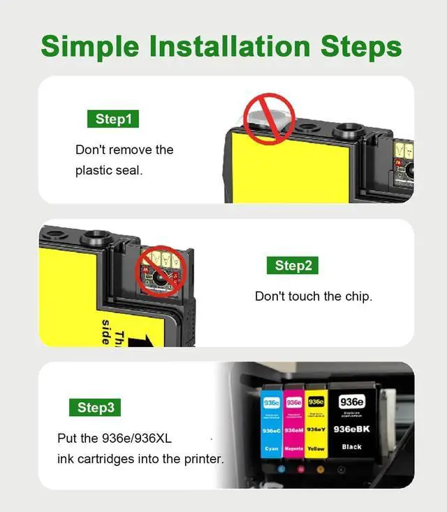 Alt view image 4 of 7 - Ennovor 936XL 936 Ink Cartridges Combo Pack Replacement for HP Ink 936xl Black and Color Combo Pack Compatible with HP OfficeJet Pro 9120e 9125e 9122e 9128e 9110b 9130b 9135e 9730e Printers