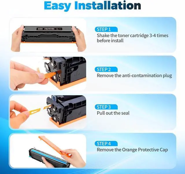 Alt view image 4 of 6 - Ennovor 218A Toner Cartridge 4 Pack (with Chip) Replacement for HP 218A 218X Compatible for Color Pro 3201dw MFP 3301fdw 3301sdw 3301cdw 3201 3301 Printer W2181A W2182A W2183A (B/C/Y/M)