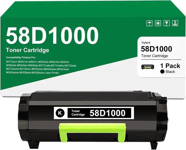 Main image of Ennovor 58D1000 Toner Cartridge Black Replacement for Lexmark 58D1000 Toner Cartridge for MS725 MS821 MS822 MS823 MS824 MS825 MS826 MX721 MX722 MX725 MX822 MX824 MX826 Laser Printer [7,500 Pages]