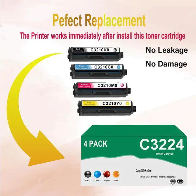 Alt view image 5 of 7 - Ennovor C3210K0 C3210C0 C3210M0 C3210Y0 Toner Cartridge Compatible for MC3224adwe MC3224i C3224dw MC3224dwe C3326dw MC3326adwe Printers