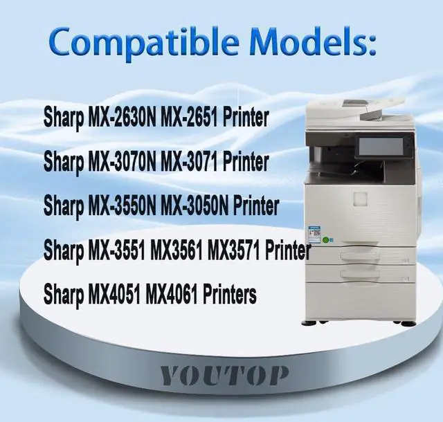 Alt view image 2 of 6 - Ennovor MX61NT MX-61NT Black Toner Cartridge (MX-61NTBA) Compatible for Sharp MX-2630N MX-2651 MX-3050N MX-3070N MX-3071 MX-3550N MX-3551 MX3561 MX3571 MX4051 MX4061