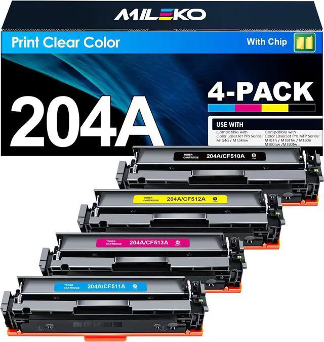 Main image of Ennovor 204A Toner Cartridges M180nw Toner Compatible for HP 204A Toner Cartridges 4 Pack for CF510A CF511A CF512A CF513A for Laserjet Pro MFP M180nw M154nw M180n M154a MFP M181fw Printer (4 Pack)