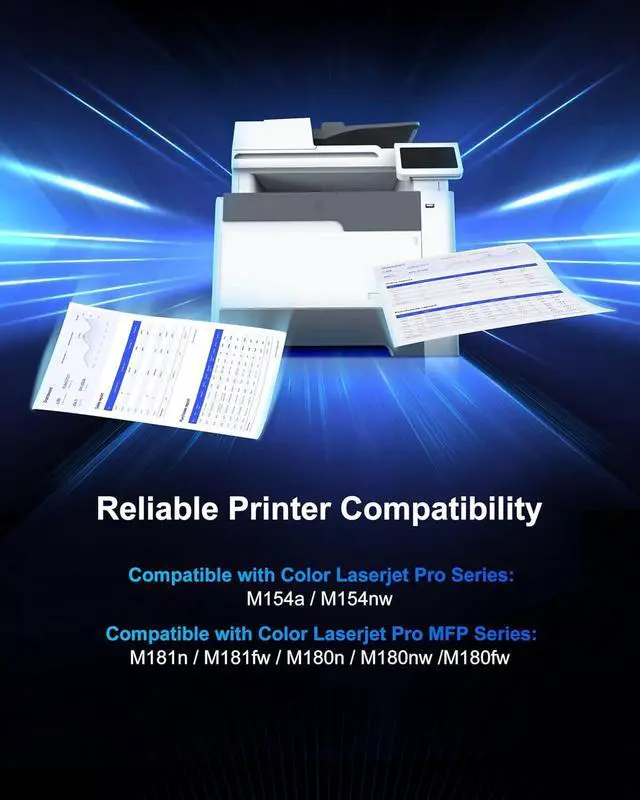 Alt view image 3 of 6 - Ennovor 204A Toner Cartridges M180nw Toner Compatible for HP 204A Toner Cartridges 4 Pack for CF510A CF511A CF512A CF513A for Laserjet Pro MFP M180nw M154nw M180n M154a MFP M181fw Printer (4 Pack)