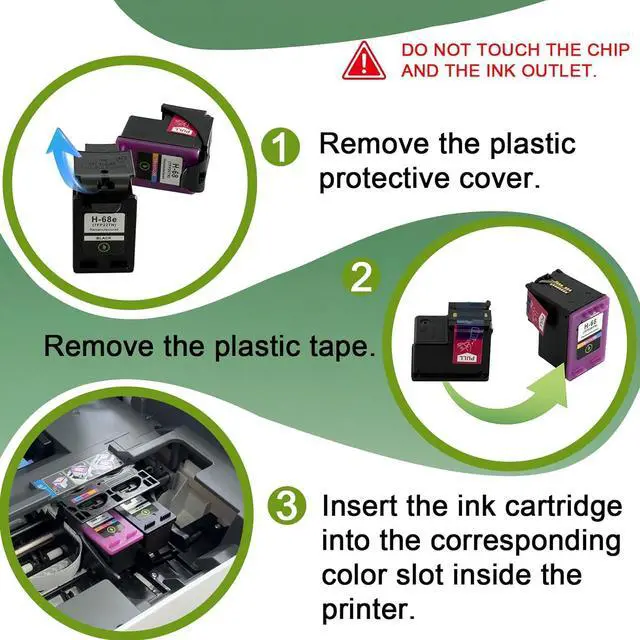 Alt view image 3 of 7 - Ennovor 68 Ink Cartridges Replacement for 68 Ink Cartridges Black and Color Combo Pack Work for Envy 6155e, 6555e, 6552e, 6558e, 6152e,6552,6558,6152 e Printers (1 Black, 1 Tri-Color)