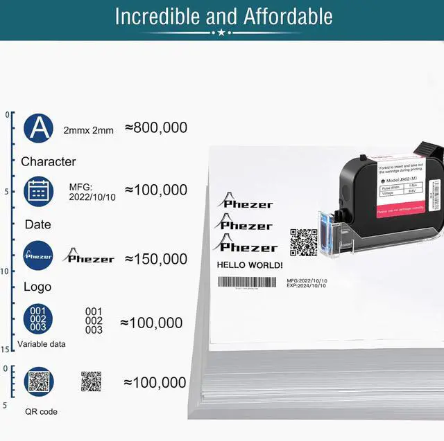 Alt view image 3 of 7 - Ennovor Original 42ml Black Quick Dry Solvent Ink Cartridge Replacement JS62 for 0.5inch/12.7mm Handheld Inkjet Printers P15 / P16 / P18 and 0.5-inch Mini Inkjet Printer (JS62 Cartridge for P15)