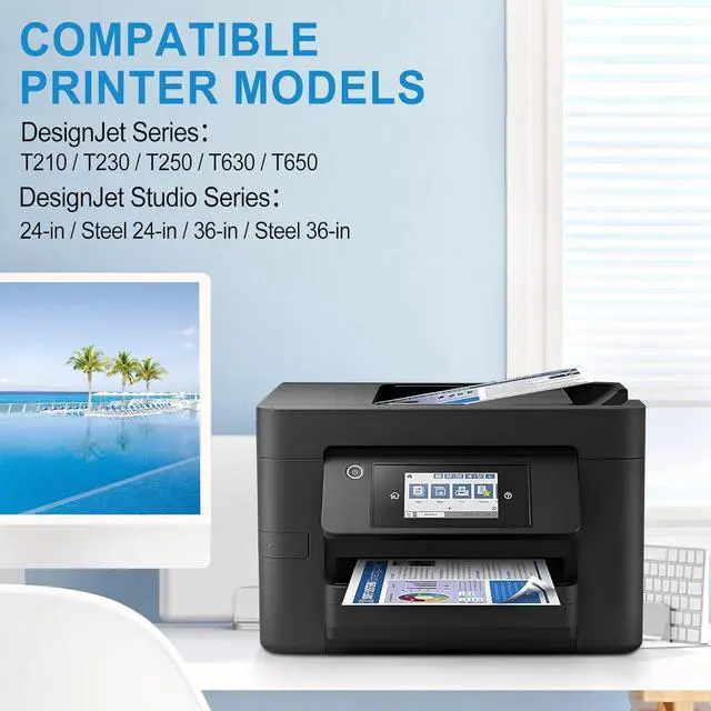 Alt view image 2 of 5 - Ennovor 712 712XL Ink Cartridge Replacement for HP 712 712XL 712 XL Ink for DesignJet T650, T630, T230, T210 Studio Plotter Printer(4 Pack, Black, Cyan, Yellow, Magenta)