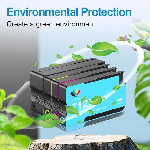 Alt view image 5 of 5 - Ennovor 712 712XL Ink Cartridge Replacement for HP 712 712XL 712 XL Ink for DesignJet T650, T630, T230, T210 Studio Plotter Printer(4 Pack, Black, Cyan, Yellow, Magenta)