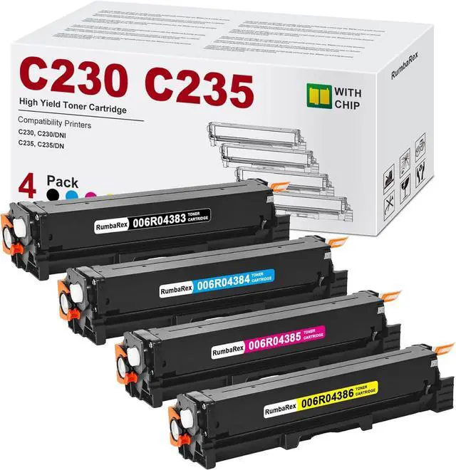 Main image of Ennovor C230 C235 Toner Cartridges High-Yield 4-Pack Black Cyan Magenta Yellow Replacement for 006R04383 006R04384 006R04385 006R04386 Toner Cartridge for C230 C230/DNI C235 C235/DN Printer Ink