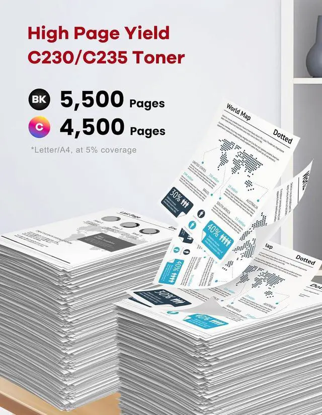 Alt view image 3 of 7 - Ennovor C230 C235 Toner Cartridges High-Yield 4-Pack Black Cyan Magenta Yellow Replacement for 006R04383 006R04384 006R04385 006R04386 Toner Cartridge for C230 C230/DNI C235 C235/DN Printer Ink