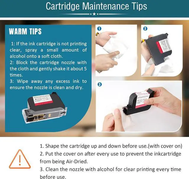 Alt view image 6 of 7 - Ennovor Original 42ml Black Quick Dry Solvent Ink Cartridge Replacement JS62 for 0.5inch/12.7mm Handheld Inkjet Printers P15 / P16 / P18 and 0.5-inch Mini Inkjet Printer (JS62 Cartridge for P15)