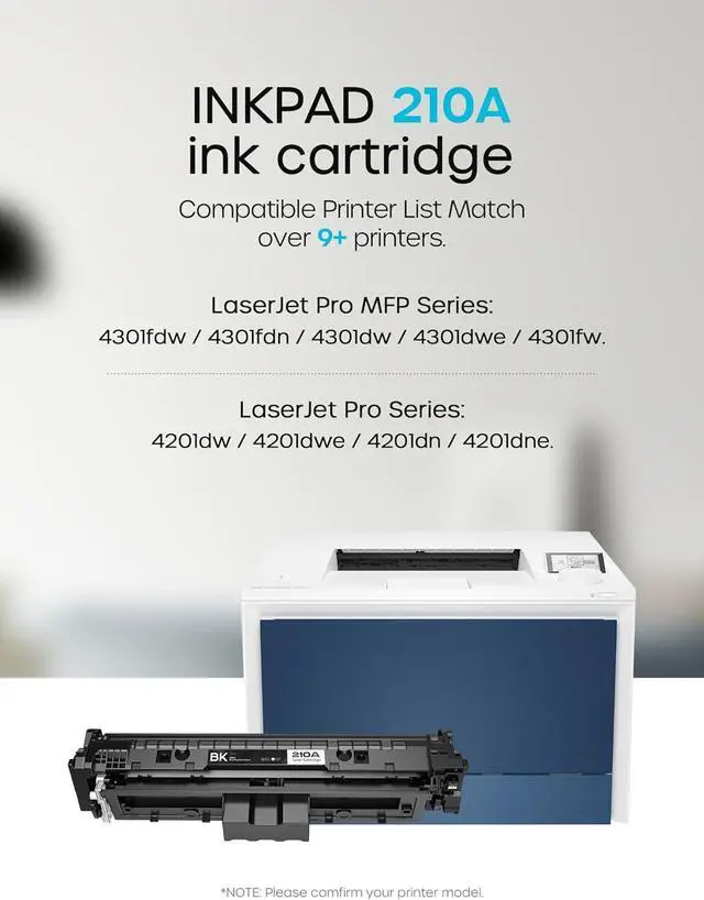 Alt view image 3 of 7 - Ennovor 210A 210X Toner Cartridges 4 Pack High Yield Compatible for HP 210A Toner Cartridges Work for HP Color Laserjet MFP 4301fdw 4301fdn Pro 4201dw 4201dn Series Printer W2100A W2100X (with Chip)