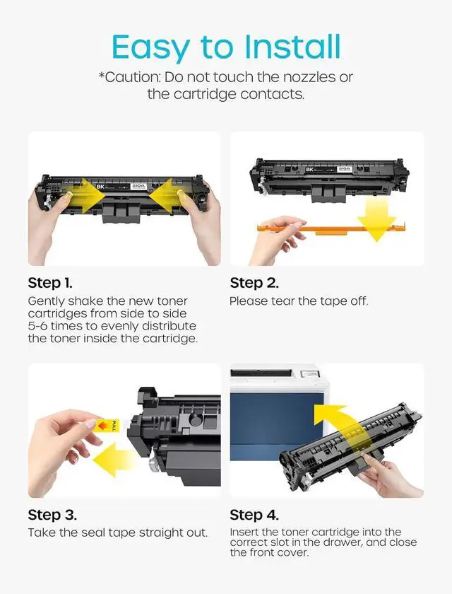 Alt view image 5 of 7 - Ennovor 210A 210X Toner Cartridges 4 Pack High Yield Compatible for HP 210A Toner Cartridges Work for HP Color Laserjet MFP 4301fdw 4301fdn Pro 4201dw 4201dn Series Printer W2100A W2100X (with Chip)