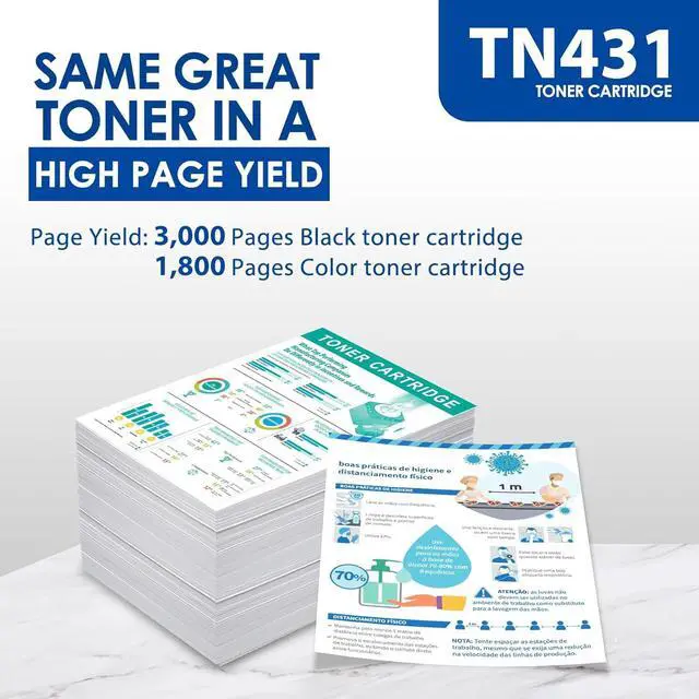 Alt view image 3 of 7 - Ennovor TN431 4-Color Toner Cartridge Set Replacement for Brother TN-431 BK/C/M/Y Toner Cartridges 4 Pack MFC-L8610CDW HL-L8360CDW Printer, MFC L8900CDW Toner Cartridges, TN431 4PK